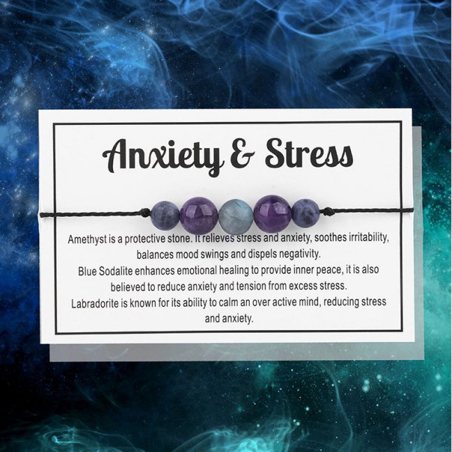 Provázkový náramek s minerály - ANXIETY & STRESS