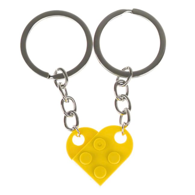 Klíčenka pro páry - LEGO SRDCE - Barva: Žlutá