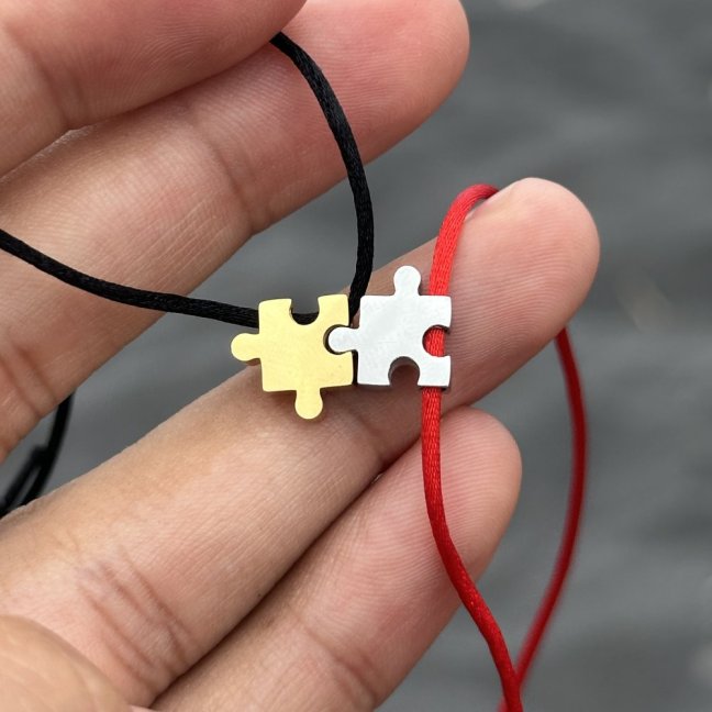 Náramek s gravírováním - PUZZLE - Barva komponent: Rose Gold