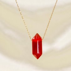 Náhrdelník hexagonek s minerálem - Červený Achát