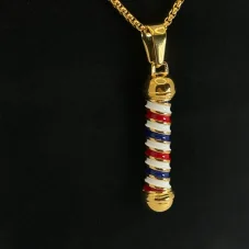 Řetízek z chirurgické oceli - ZLATÝ BARBER POLE