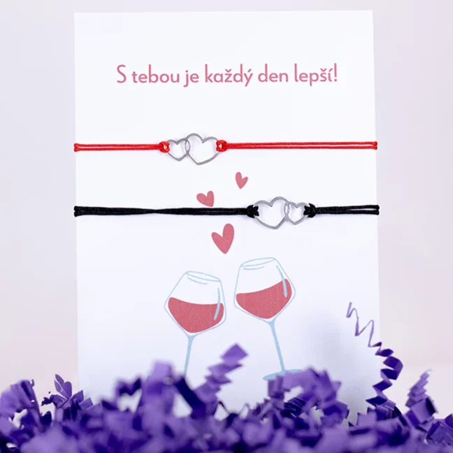 Strieborné náramky pre páry - SRDIEČKA