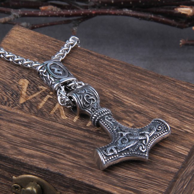 Vikingský náhrdelník z chirurgické oceli - Thorovo kladivo