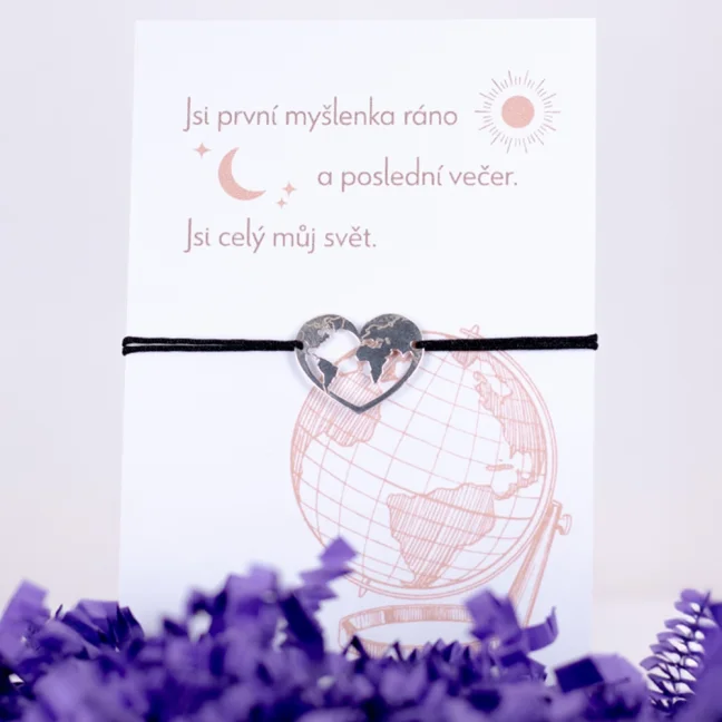 Stříbrný provázkový náramek - SVĚT