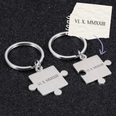 Kľúčenka pre páry z chirurgickej ocele - Puzzle