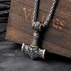 Vikingský náhrdelník z chirurgickej ocele - Thorovo kladivo Dragon