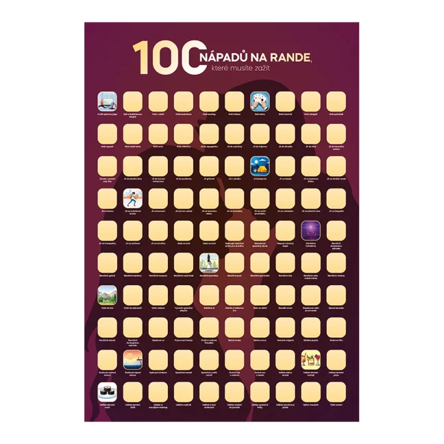 Stierací plagát pre zamilované páry - 100 vecí ktoré musíte zažiť