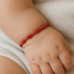 Ochranný dětský náramek Kabbalah 7 uzlů - ČERVENÝ