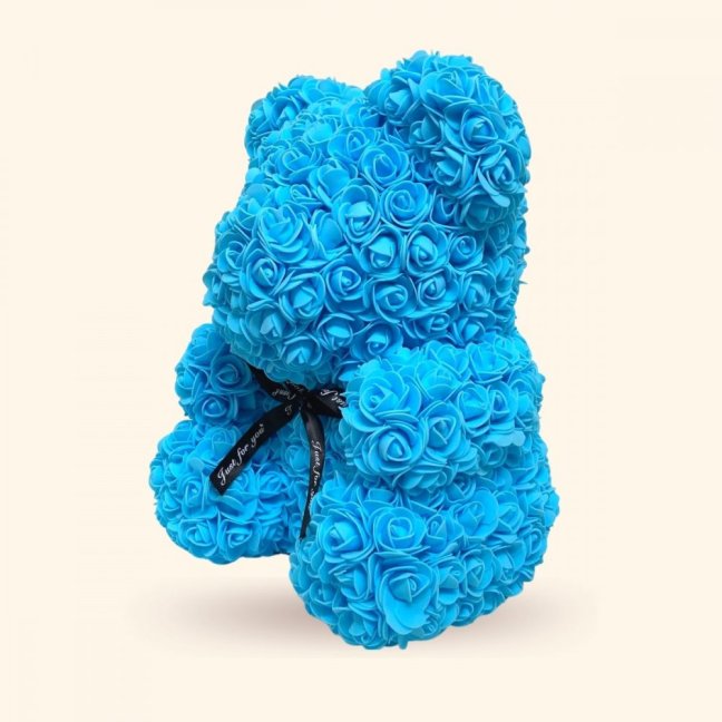 Medvídek z růží 40 cm - tyrkysový