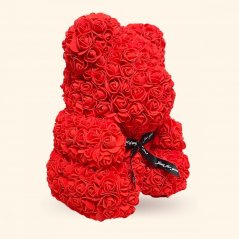 Medvídek z růží 40 cm - červený