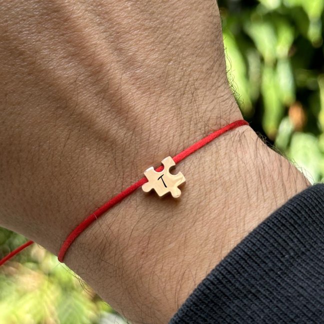Náramek s gravírováním - PUZZLE - Barva komponent: Rose Gold