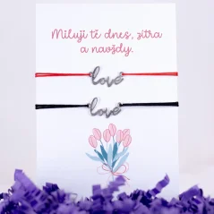 Stříbrné náramky pro páry - love