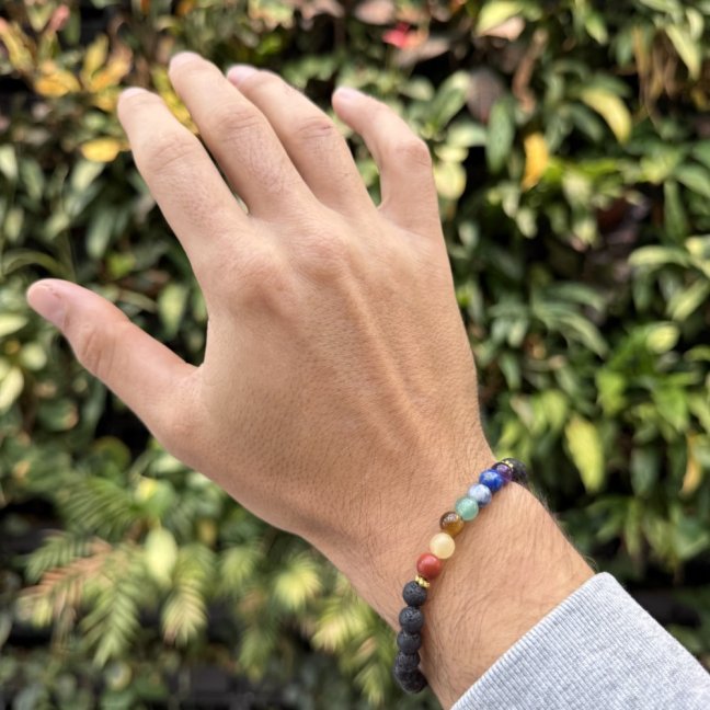 Náramek z minerálů - 7 čaker - Černá Láva