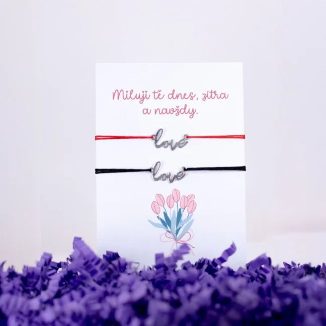Stříbrné náramky pro páry - love