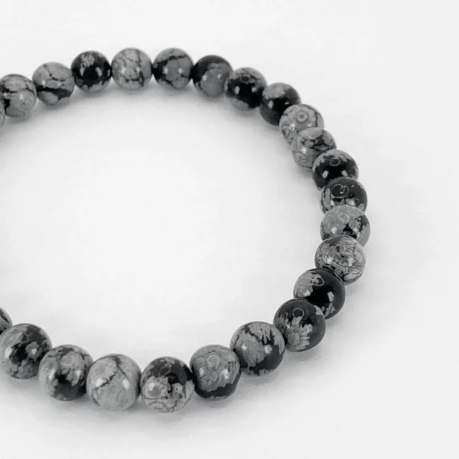 Náramek z minerálů - Obsidián Vločkový