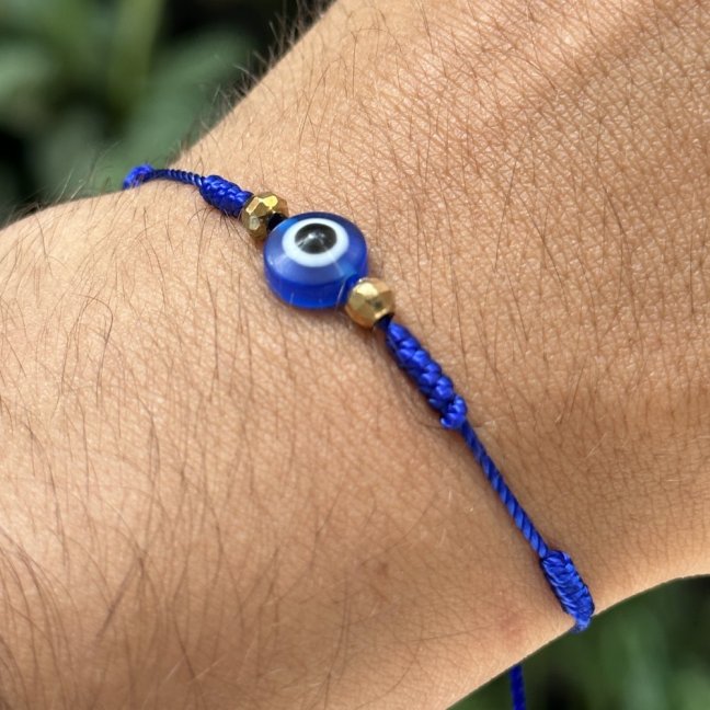 Kabbalah náramek 7 uzlů - BLUE EVIL EYE
