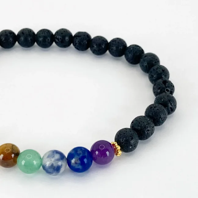 Náramek z minerálů - 7 čaker - Černá Láva