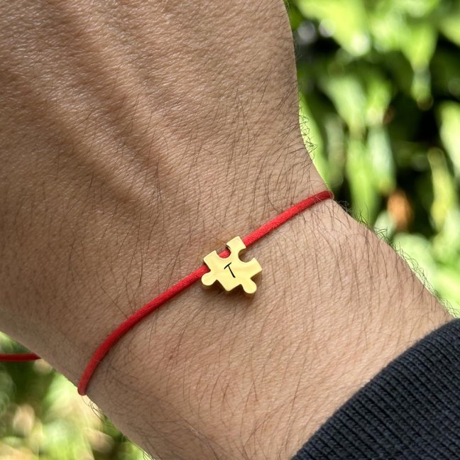Náramek s gravírováním - PUZZLE - Barva komponent: Zlaté