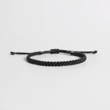 Pletený macrame náramok - ČIERNY