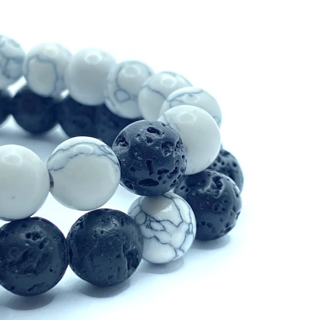 Náramky pro páry - Yin a Yang Lava Howlit