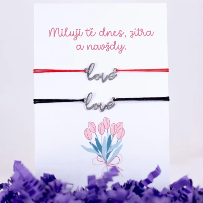 Stříbrné náramky pro páry - love
