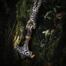 Vikingský náhrdelník z chirurgickej ocele - Thorovo kladivo Gold