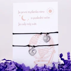 Provázkové náramky pro páry - PŘÍVĚSEK MĚSÍC A HVĚZDA