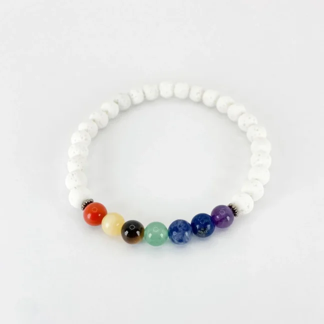 Náramek z minerálů - 7 čaker - Bílá Láva