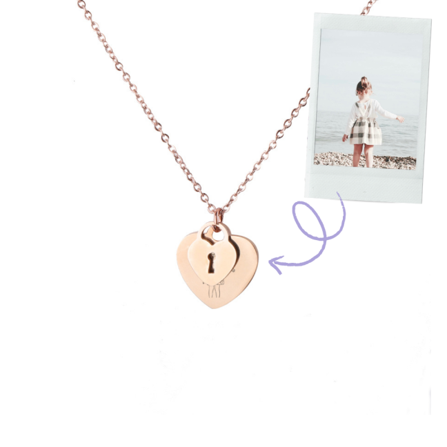 Retiazka z chirurgickej ocele - SRDIEČKO & ZÁMOK - Farba: Rose gold