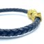Pánský černý kožený náramek - Zlatá Lebka
