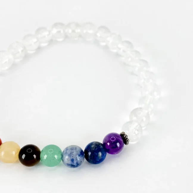 Náramek z minerálů - 7 čaker - Křišťál