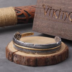Vikingský náramek z chirurgické oceli - Ravens Feather