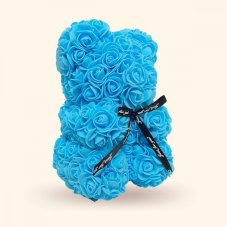 Medvídek z růží 25 cm - tyrkysový