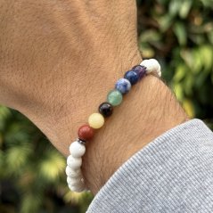 Náramok z minerálov - 7 čakier – Biela Láva