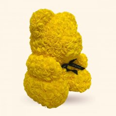 Macko z ruží 40 cm - žlutý