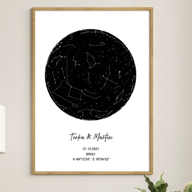 Plakát - Hvězdná mapa vašeho životního okamžiku