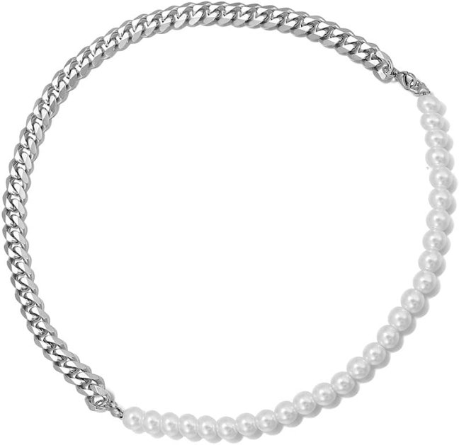 Perlový náhrdelník CUBAN - Barva: Stříbrná