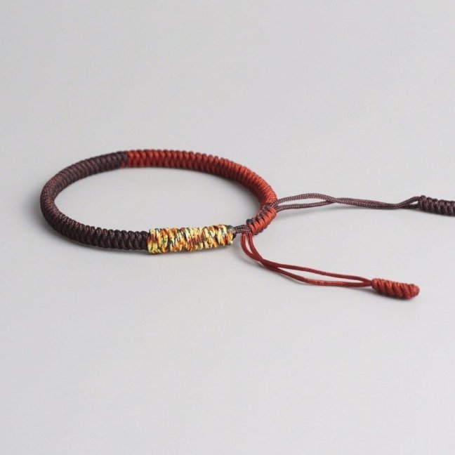 Tibetský náramek pro štěstí - ORANŽOVO-HNĚDÝ